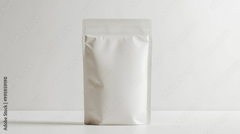 A clean white background featuring an eco-friendly paper pouch with a resealable top, ideal for food or snack packaging. A clean white background featuring an eco-friendly paper pouch with a resealable top, ideal for food or snack packaging.
