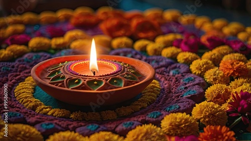 Terracotta Diwali Diya Lamp, generative AI