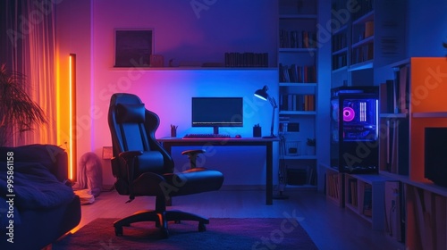 Gaming Room with Neon Lights