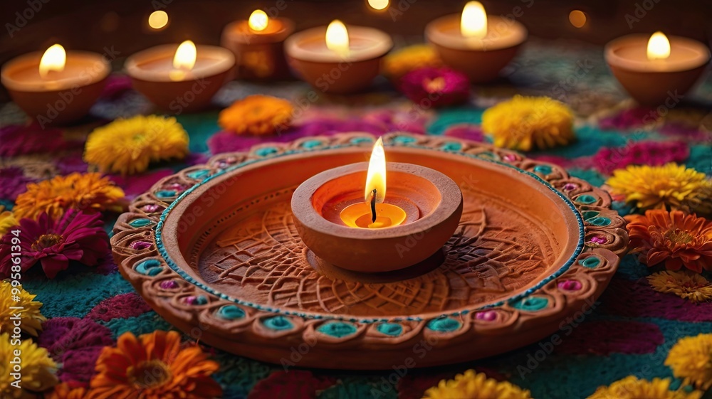 Terracotta Diwali Diya Lamp, generative AI Terracotta Diwali Diya Lamp, generative AI