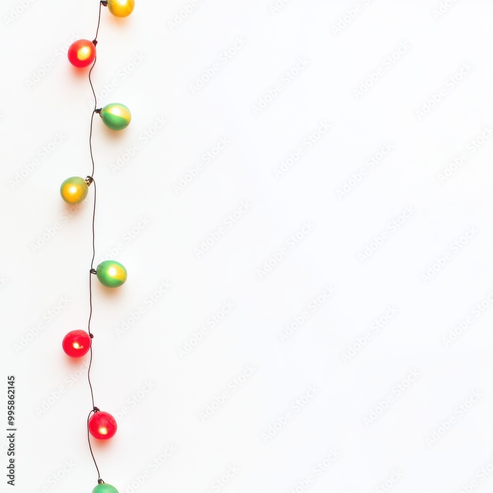 Colorful String Lights on White Background Colorful String Lights on White Background