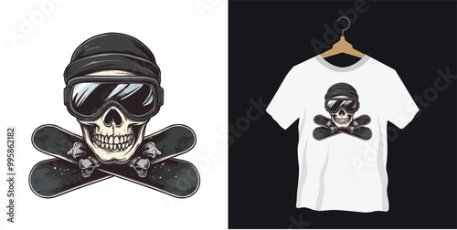 Winter skull t-shirt design vector Illustration