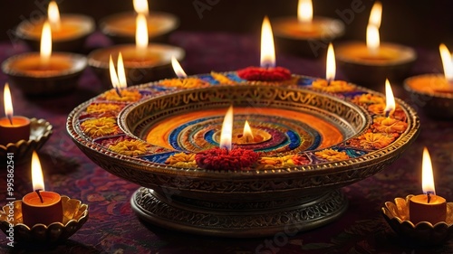 Terracotta Diwali Diya Lamp, generative AI