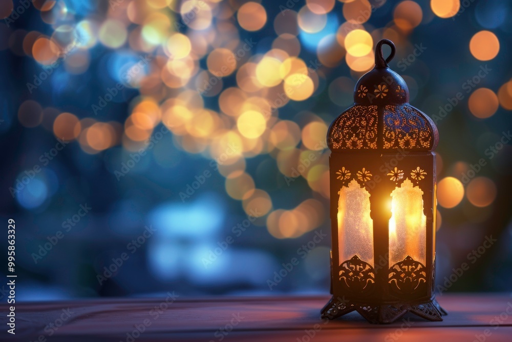 Photo of an ornate lantern lit by candles. Ramadan and Eid al-Fitr celebrations are ideal for this concept. Generative AI Photo of an ornate lantern lit by candles. Ramadan and Eid al-Fitr celebrations are ideal for this concept. Generative AI