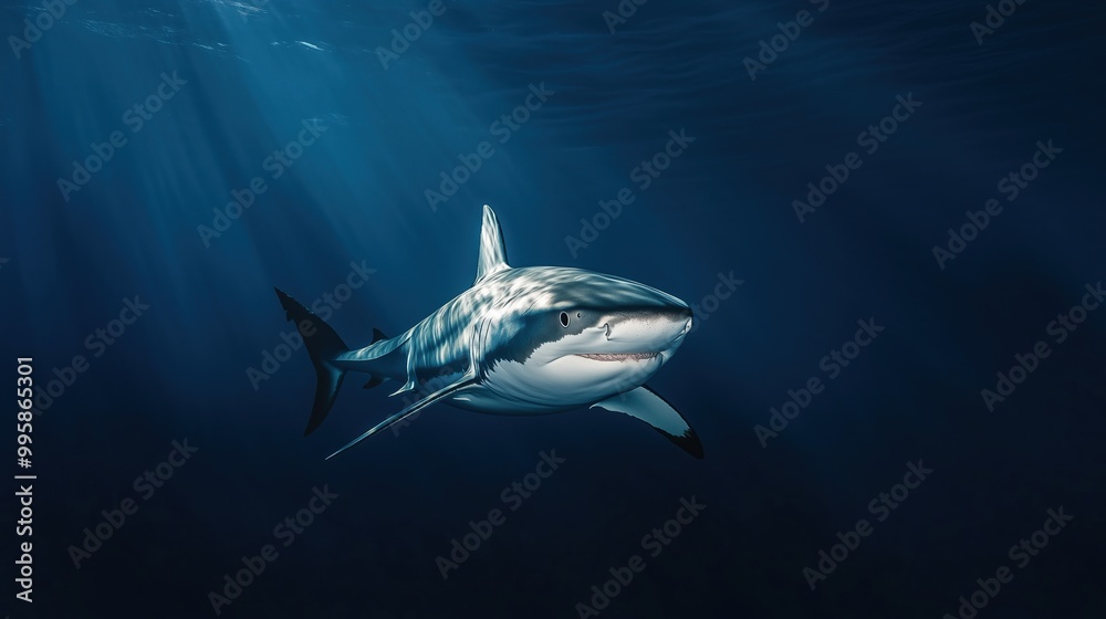 Fototapeta premium A shark is swimming in the ocean