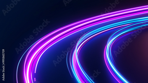 Abstract light speed motion background in blue and purple. Night sky, highway. Business concept. High-res 3D vector.