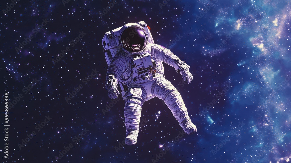 Astronaut Floating in Space Amidst a Starry Sky Astronaut Floating in Space Amidst a Starry Sky