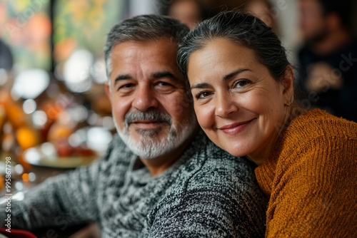 Happy bug full family celebrating thanksgiving together having best bonding time, Generative AI