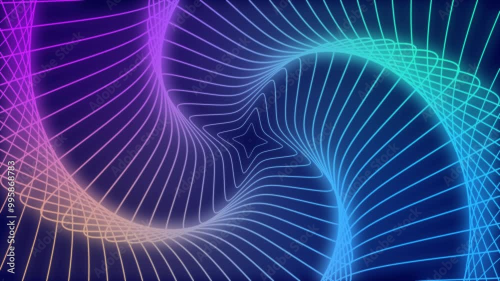 abstract colorful background bright neon rays and glowing lines. Pink yellow blue design animation seamless looping background animation