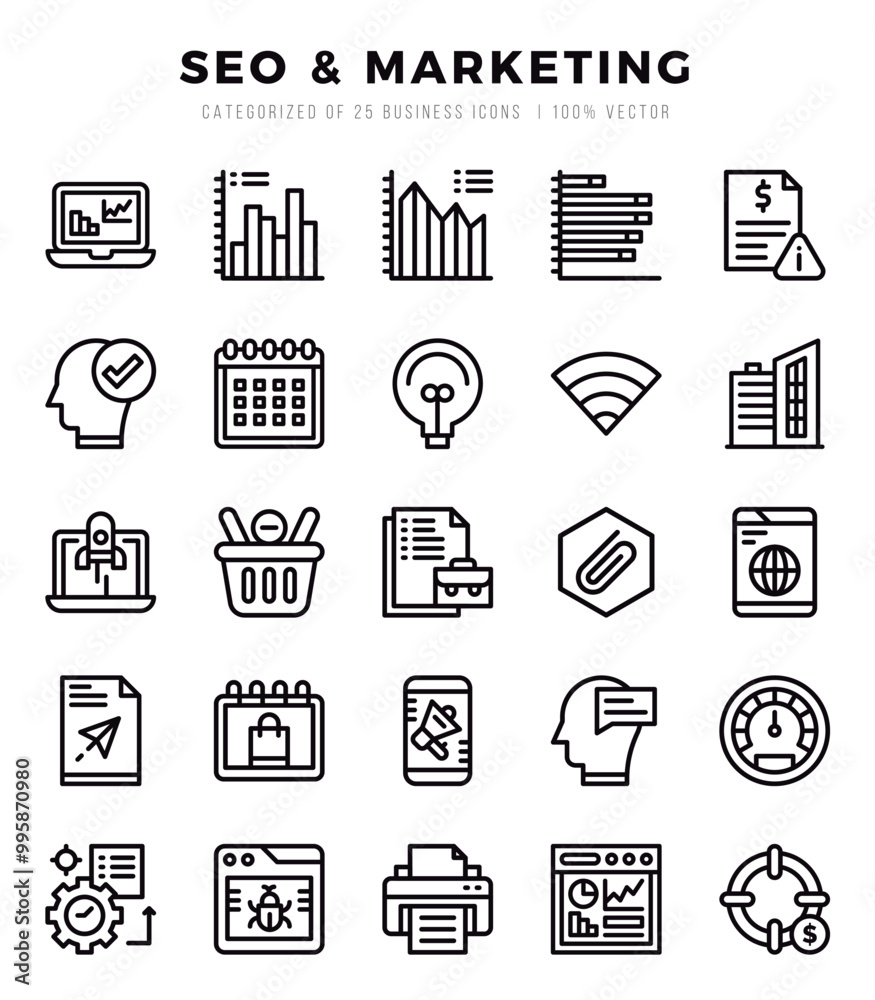 Vector icons set of SEO & Marketing. Lineal style Icons. Vector icons set of SEO & Marketing. Lineal style Icons.