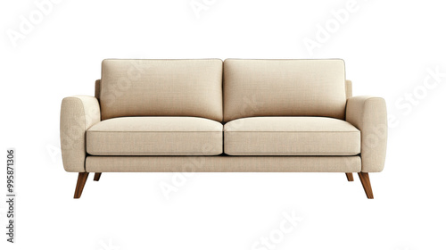 Elegant beige sofa with modern design, perfect for home decor. PNG