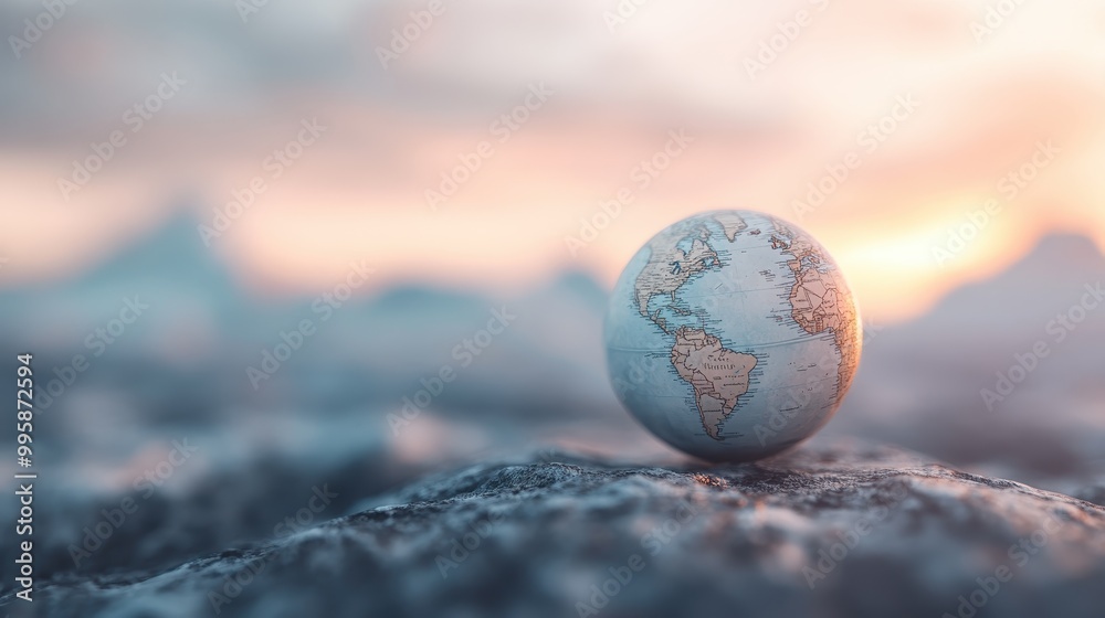 A small globe is set against an expansive landscape with a soft blurred backdrop, capturing the essence of exploration and the beauty of our planet. A small globe is set against an expansive landscape with a soft blurred backdrop, capturing the essence of exploration and the beauty of our planet.