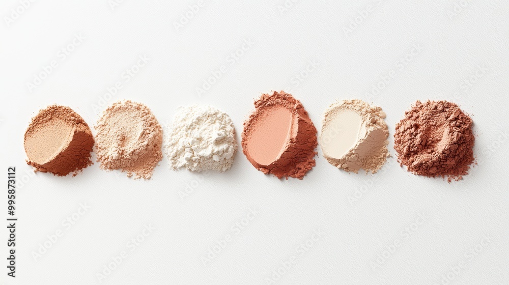 A streak of colorless hydra-powder swatches, arranged to show their matte, shine-reducing properties with a smooth, hydrating finish. A streak of colorless hydra-powder swatches, arranged to show their matte, shine-reducing properties with a smooth, hydrating finish.