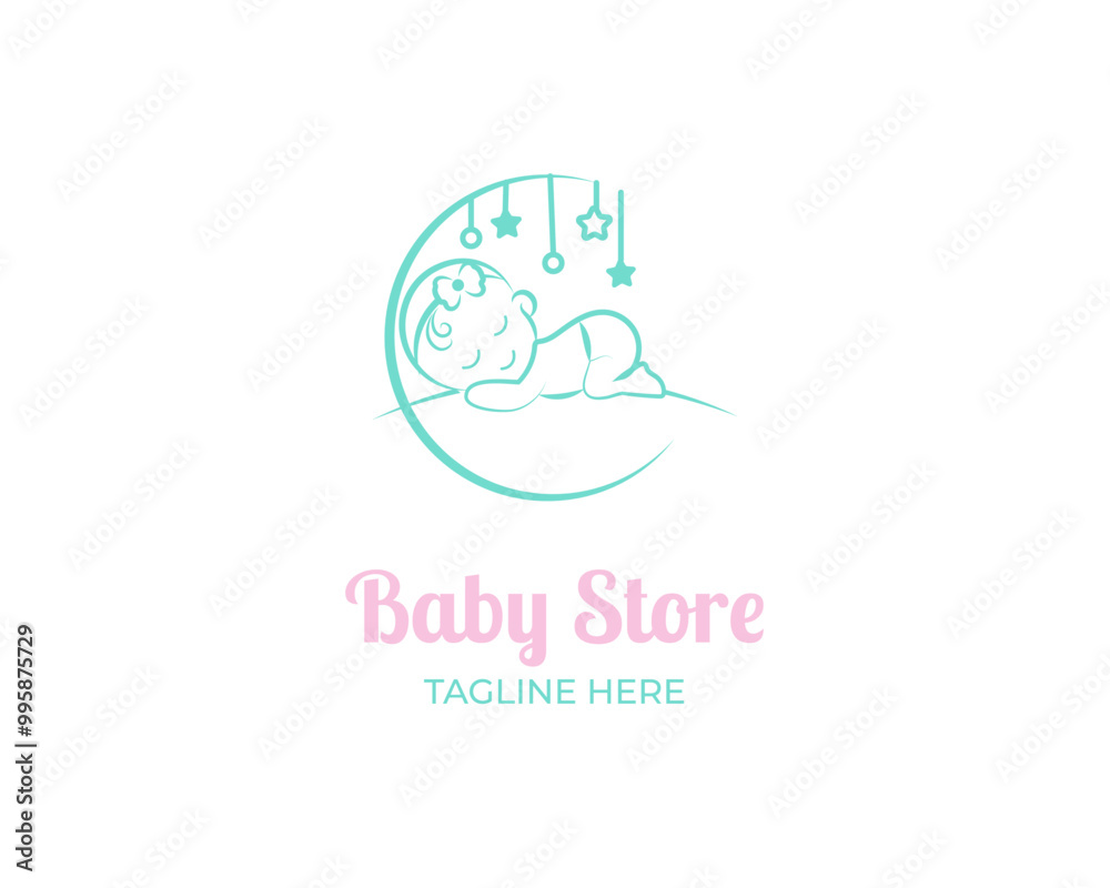 cute baby sleeping icon symbol logo template illustration in linear style for baby shop , baby care, product brand etc. cute baby sleeping icon symbol logo template illustration in linear style for baby shop , baby care, product brand etc.