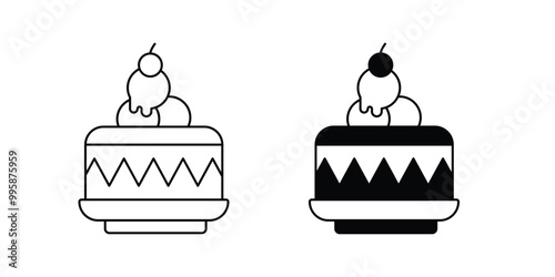 cake set icon with white background vector stock illustration