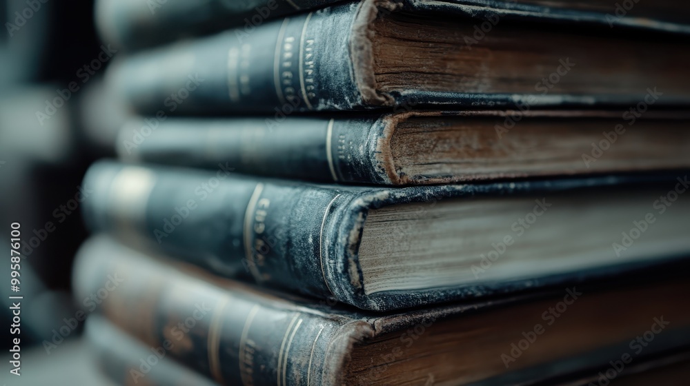 A stack of three old, weathered books neatly piled on a table, symbolizing a wealth of knowledge and the timeless pursuit of learning and literature. A stack of three old, weathered books neatly piled on a table, symbolizing a wealth of knowledge and the timeless pursuit of learning and literature.