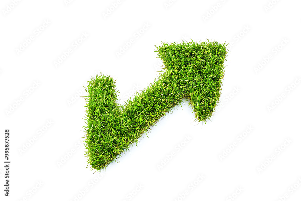 A green grass approve arrow icon, symbolizing approval, eco-friendliness, and sustainability, isolated on a white background. A green grass approve arrow icon, symbolizing approval, eco-friendliness, and sustainability, isolated on a white background.