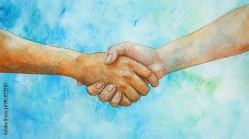 Gentle Watercolor Depiction of Handshake