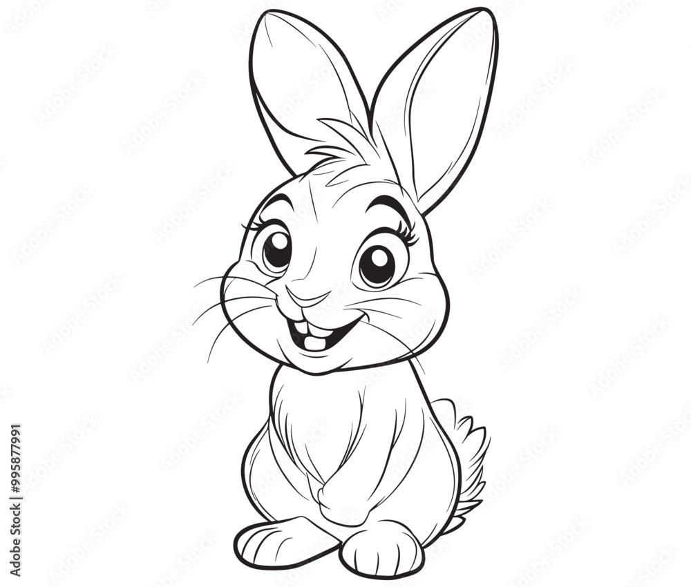 Fototapeta premium Easter bunny rabbit, Sitting rabbit vector, Rabbit outline character