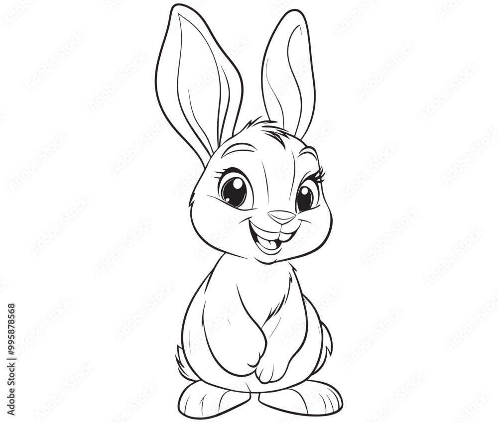 Fototapeta premium Easter bunny rabbit, Sitting rabbit vector, Rabbit outline character