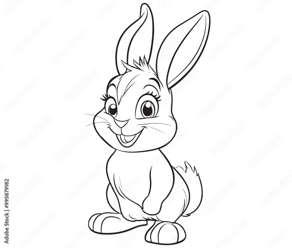 Fototapeta premium Easter bunny rabbit, Sitting rabbit vector, Rabbit outline character
