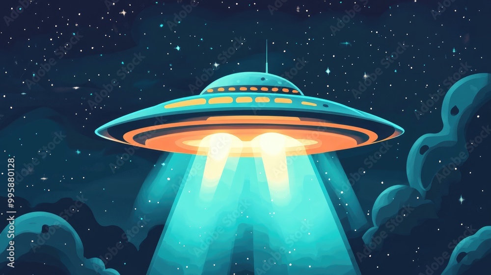 Fantasy UFO flat design icon Fantasy UFO flat design icon