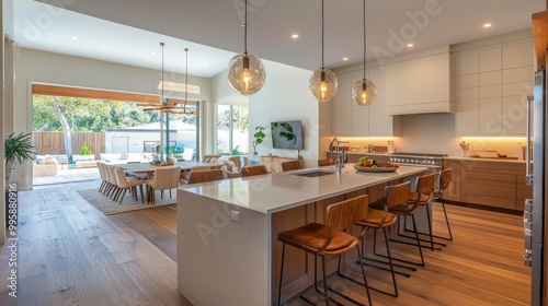 Spacious and Stylish Contemporary Kitchen with Dining Area