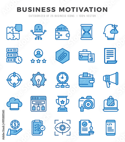 Business Motivation. Two Color icons Pack. vector illustration.