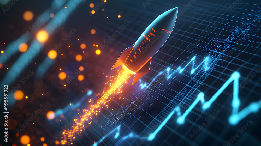 business graph with a rocket flying upwards, representing startup success and financial statistics.business graph with a rocket launch, the journey of startups and financial growth, business graph with a rocket flying upwards, representing startup success and financial statistics.business graph with a rocket launch, the journey of startups and financial growth,