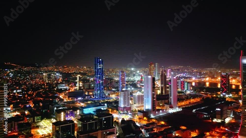 Wallpaper Mural Aerial night shot over the city views Izmir Turkey. High quality 4k footage Torontodigital.ca