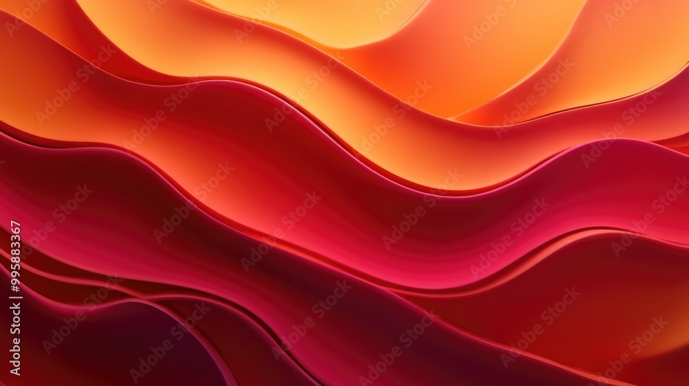 Vibrant red and orange wavy backdrop Elegant mockup for creative design 3D rendering Vibrant red and orange wavy backdrop Elegant mockup for creative design 3D rendering