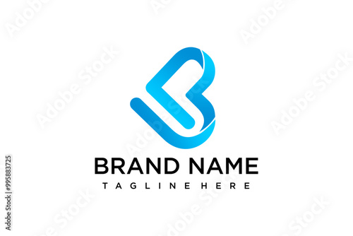 lettering at symbol B style heart modern logo