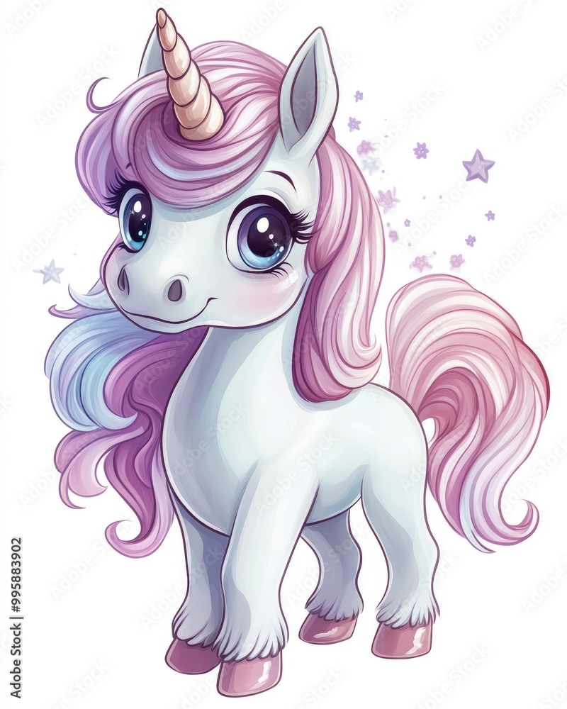 Charming cartoon unicorn character in a delightful 2D design featuring elements of magic and whimsy Charming cartoon unicorn character in a delightful 2D design featuring elements of magic and whimsy