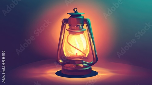 Traditional lamp illustration 2D cartoon style