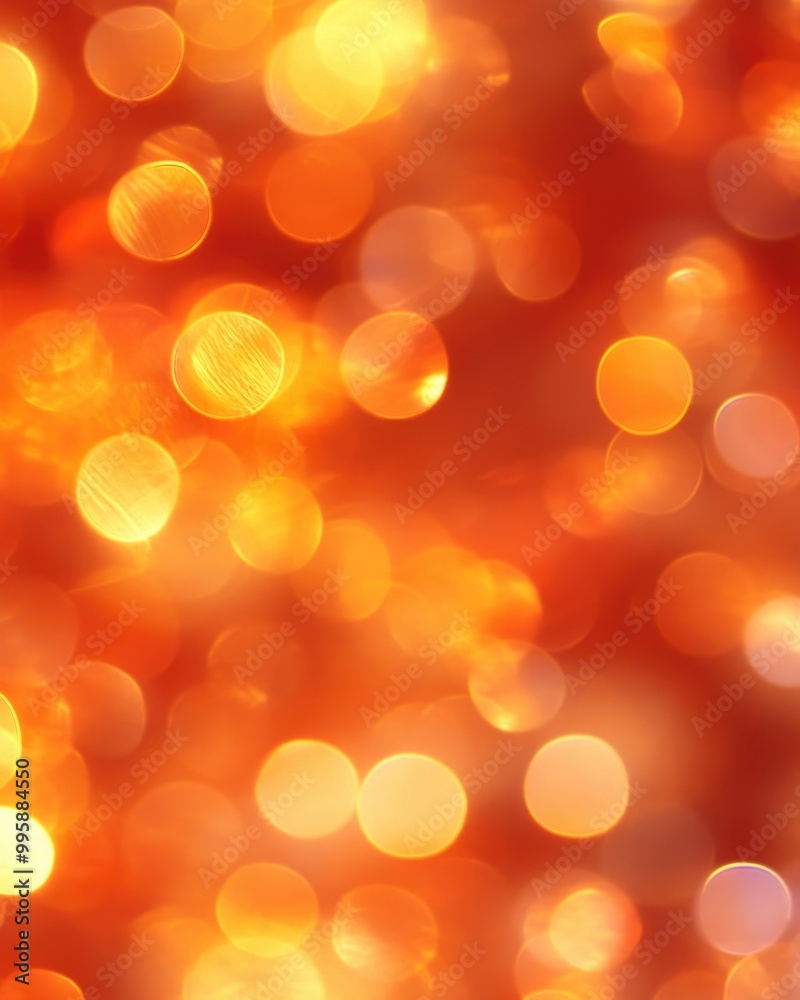 Obraz premium Defocused Abstract Orange Bokeh with Distinctive Festive Lighting Effects