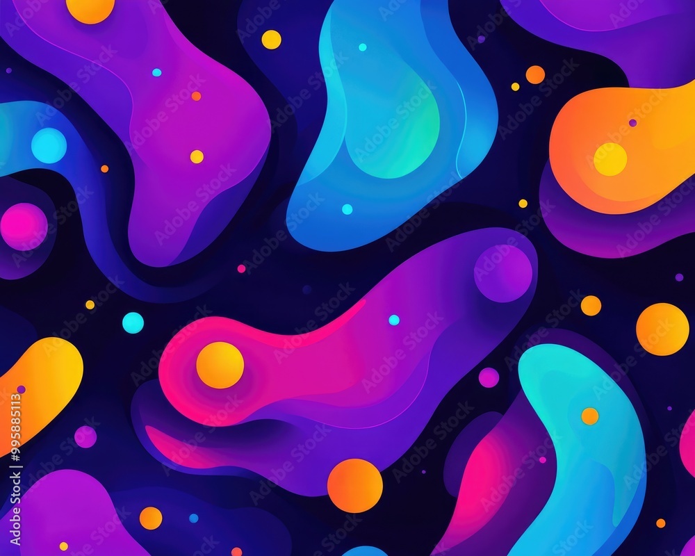 Vibrant spots against a dark backdrop Abstract design featuring 2D cartoon illustrations suitable for celebrations parties holidays invitations and creative projects Dynamic decor in a modern styl Vibrant spots against a dark backdrop Abstract design featuring 2D cartoon illustrations suitable for celebrations parties holidays invitations and creative projects Dynamic decor in a modern styl