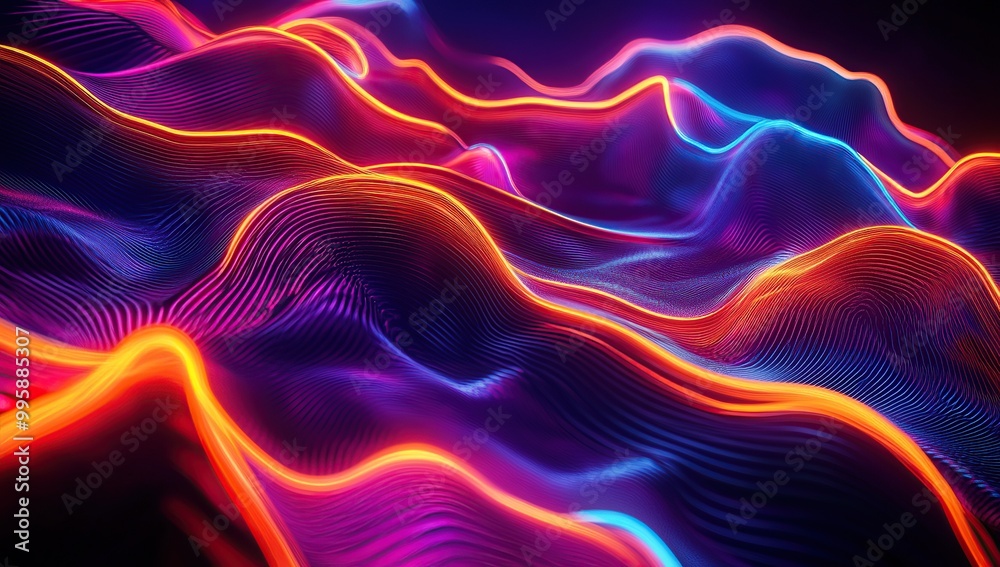 Fototapeta premium Abstract background with colorful glowing lines