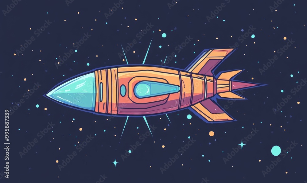 Thin line symbol logo of a fantasy space ship in a 2D cartoon style Thin line symbol logo of a fantasy space ship in a 2D cartoon style