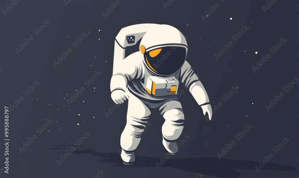 Flat design illustration of a 2D cartoon astronaut businessman icon Flat design illustration of a 2D cartoon astronaut businessman icon