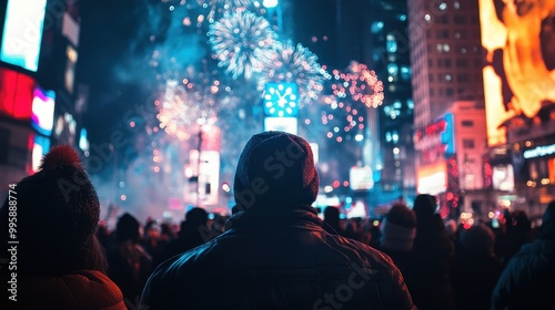 Dazzling Fireworks Display in Times Square