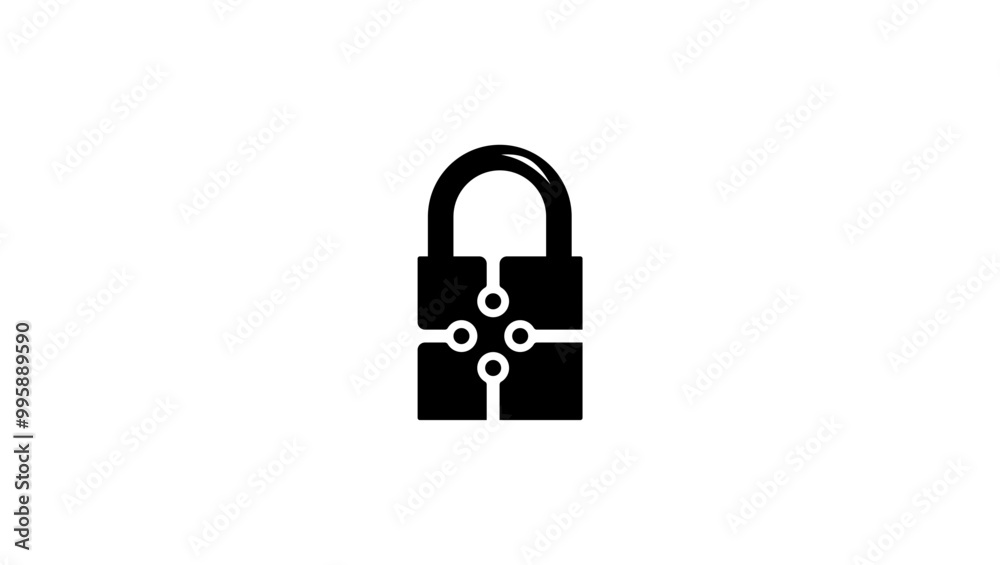 Smart lock, Black Isolated Silhouette Smart lock, Black Isolated Silhouette