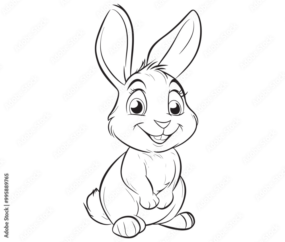 Obraz premium Easter bunny rabbit, Sitting rabbit vector, Rabbit outline character