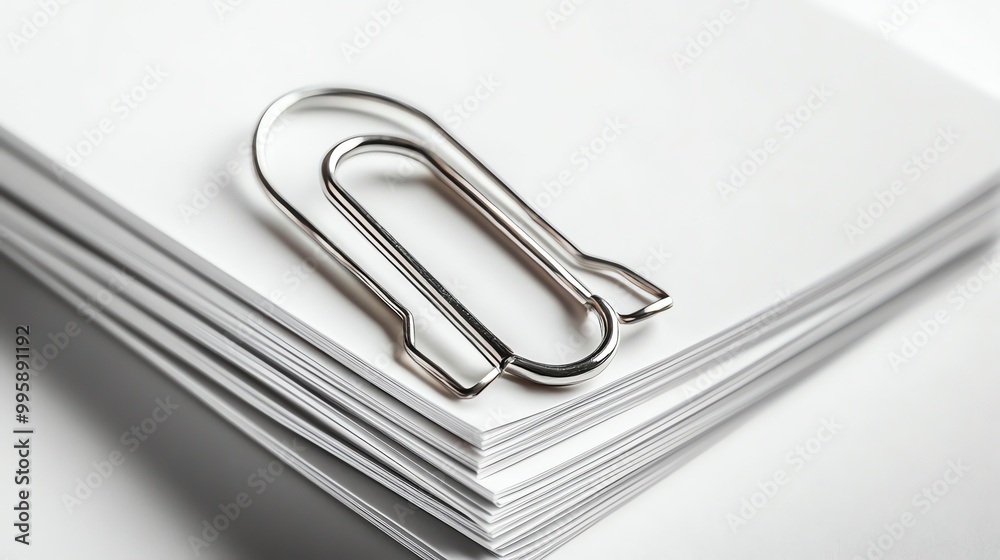 A metal binder clip holding a stack of papers together.