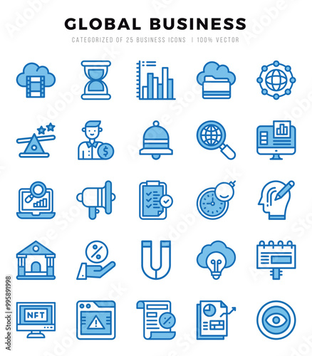 Global Business Icon Bundle 25 Icons for Websites and Apps