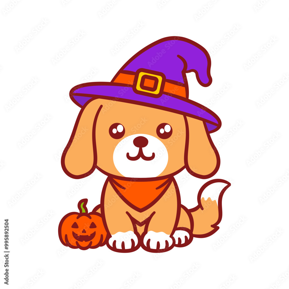 Cute Dog Wear Halloween Hat Illustration Cute Dog Wear Halloween Hat Illustration