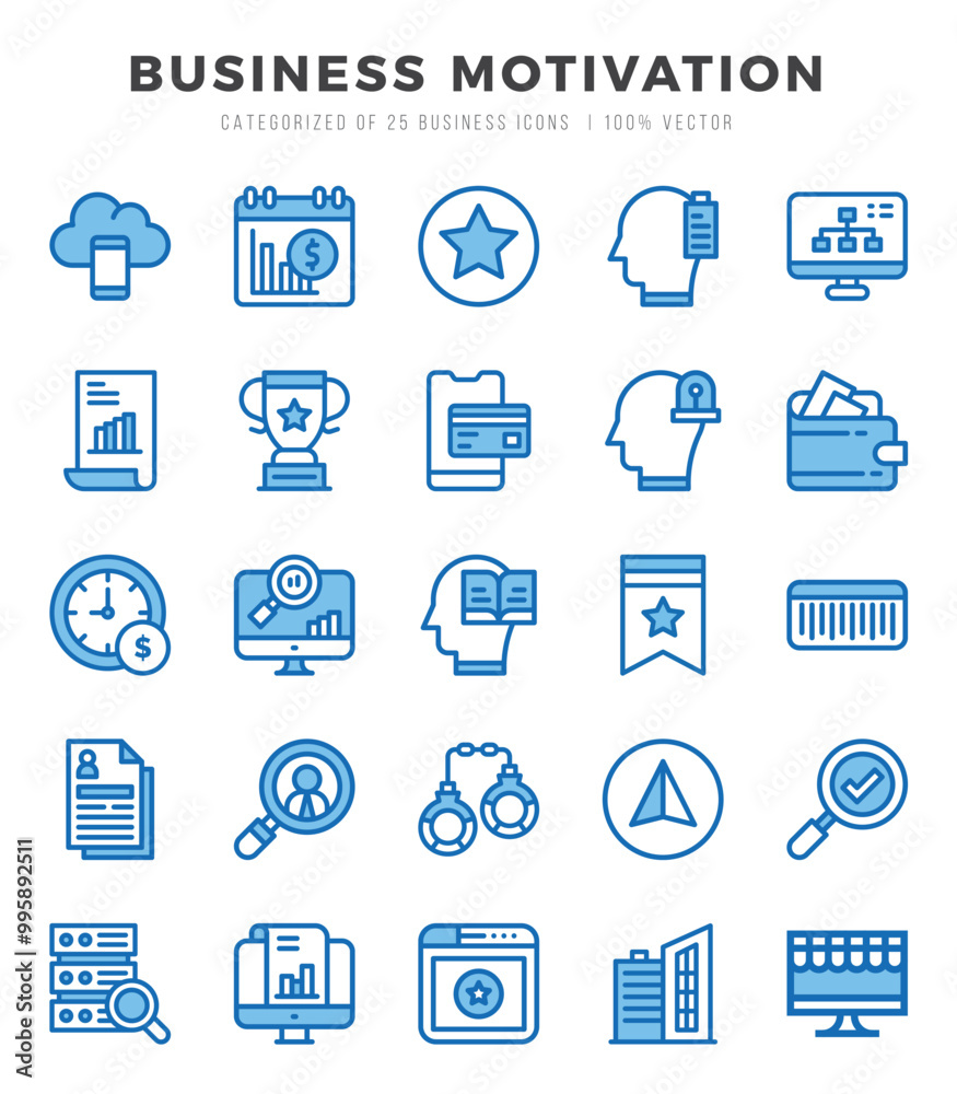 Collection of Business Motivation 25 Two Color Icons Pack. Collection of Business Motivation 25 Two Color Icons Pack.