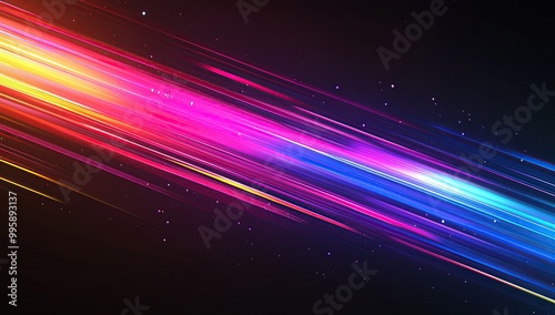 Colorful spectrum background with neon light stripes. Abstract motion blurred rainbow color gradient