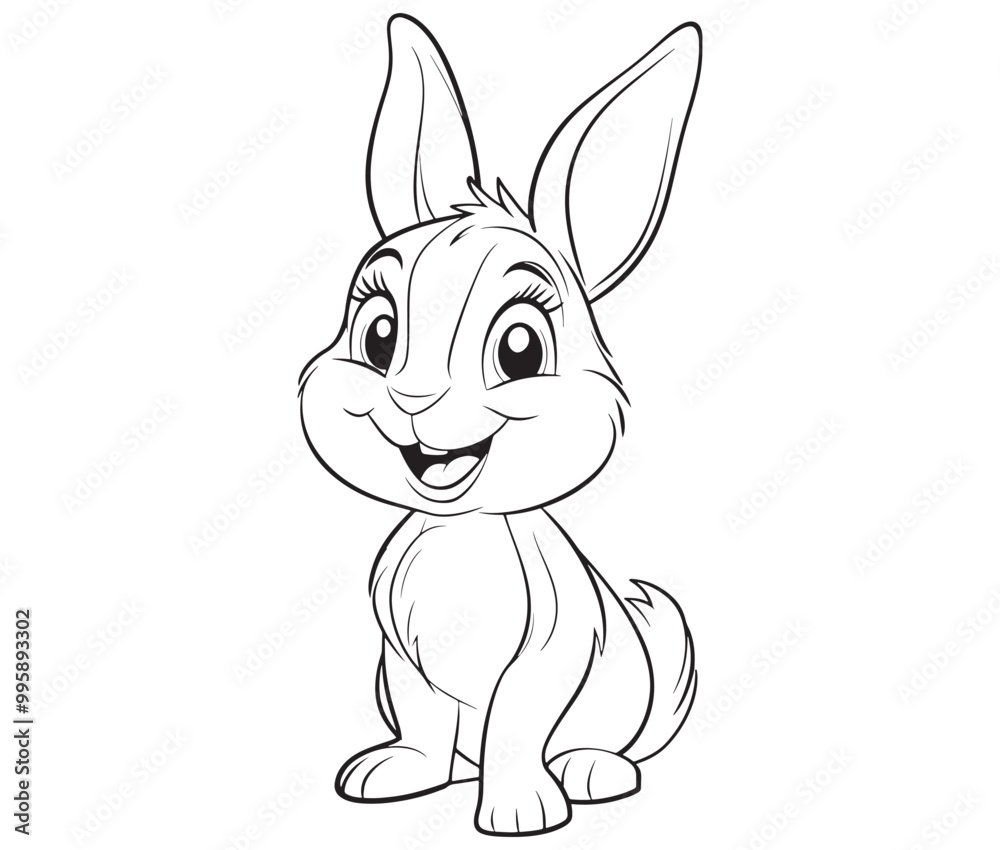 Obraz premium Easter bunny rabbit, Sitting rabbit vector, Rabbit outline character