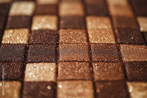 Glittery copper and bronze toned eyeshadow palette with sparkling accents creating luxurious vibrant eye makeup looks