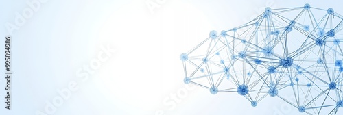 Abstract network design on a light blue background.